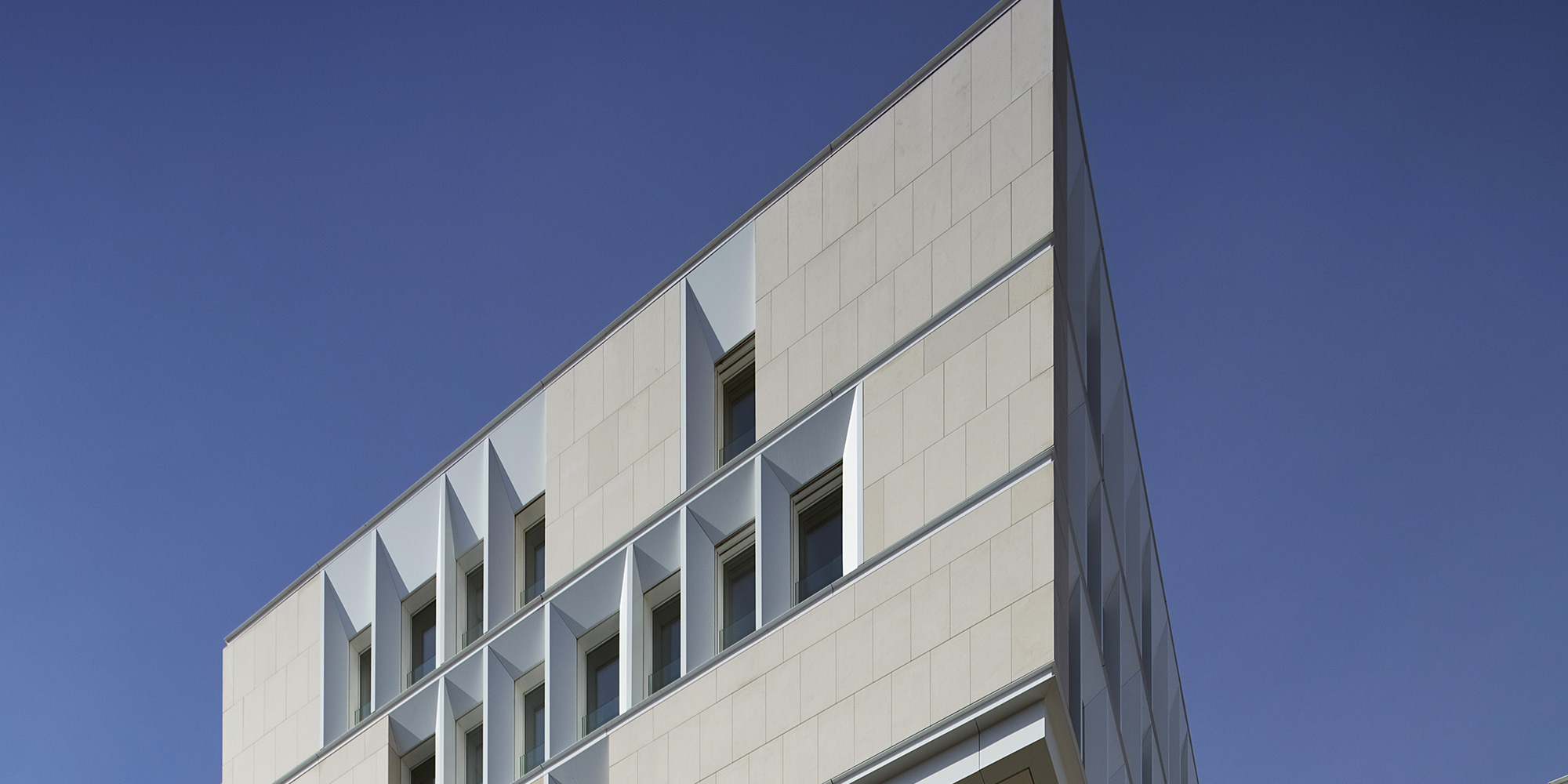 Photo de détail du projet le K, ensemble de logements et bureaux à Lyon Confluence. Aweck : Ingénierie structure EXE